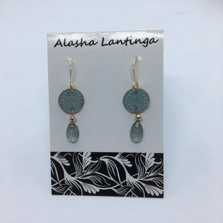 Alasha Lantinga - Earrings - "Teeny Penni" with Moss Aquamarine - Alasha Lantinga - Jewellery - McMillan Arts Centre & MAC Box Office