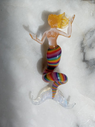 Rubius Glass - Suncatcher - Large Mermaid - Rainbow body - Kristina Gray - McMillan Arts Centre Gallery, Gift Shop and Box Office - Vancouver Island Art Gallery